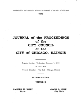 JOURNAL of the PROCEEDINGS of the CITY COUNCIL of the CITY of CHICAGO, ILLINOIS