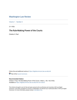 The Rule-Making Power of the Courts