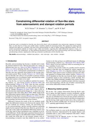Constraining Differential Rotation of Sun-Like Stars from Asteroseismic and Starspot Rotation Periods