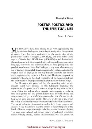 Poetry, Poetics and the Spiritual Life