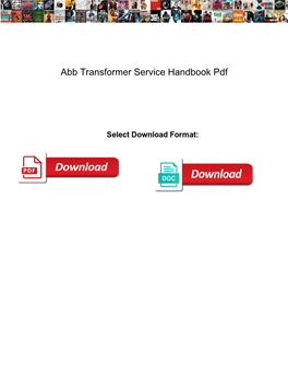 Abb Transformer Service Handbook Pdf