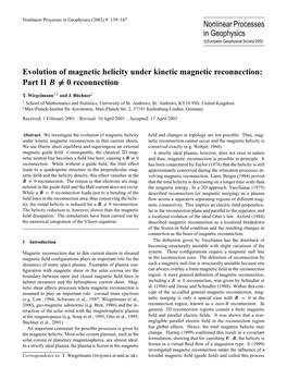 Nonlinear Processes in Geophysics Evolution of Magnetic Helicity Under