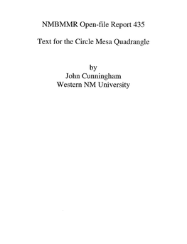 Geology of the Circle Mesa 7.5-Minute Quadrangle, Grant County, New Mexico