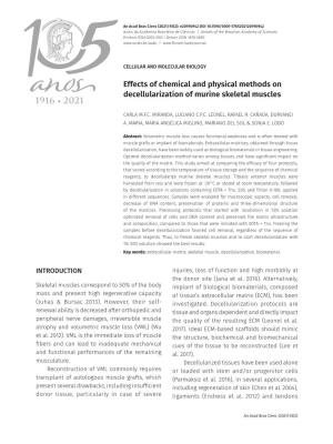 Effects of Chemical and Physical Methods on Decellularization of Murine Skeletal Muscles