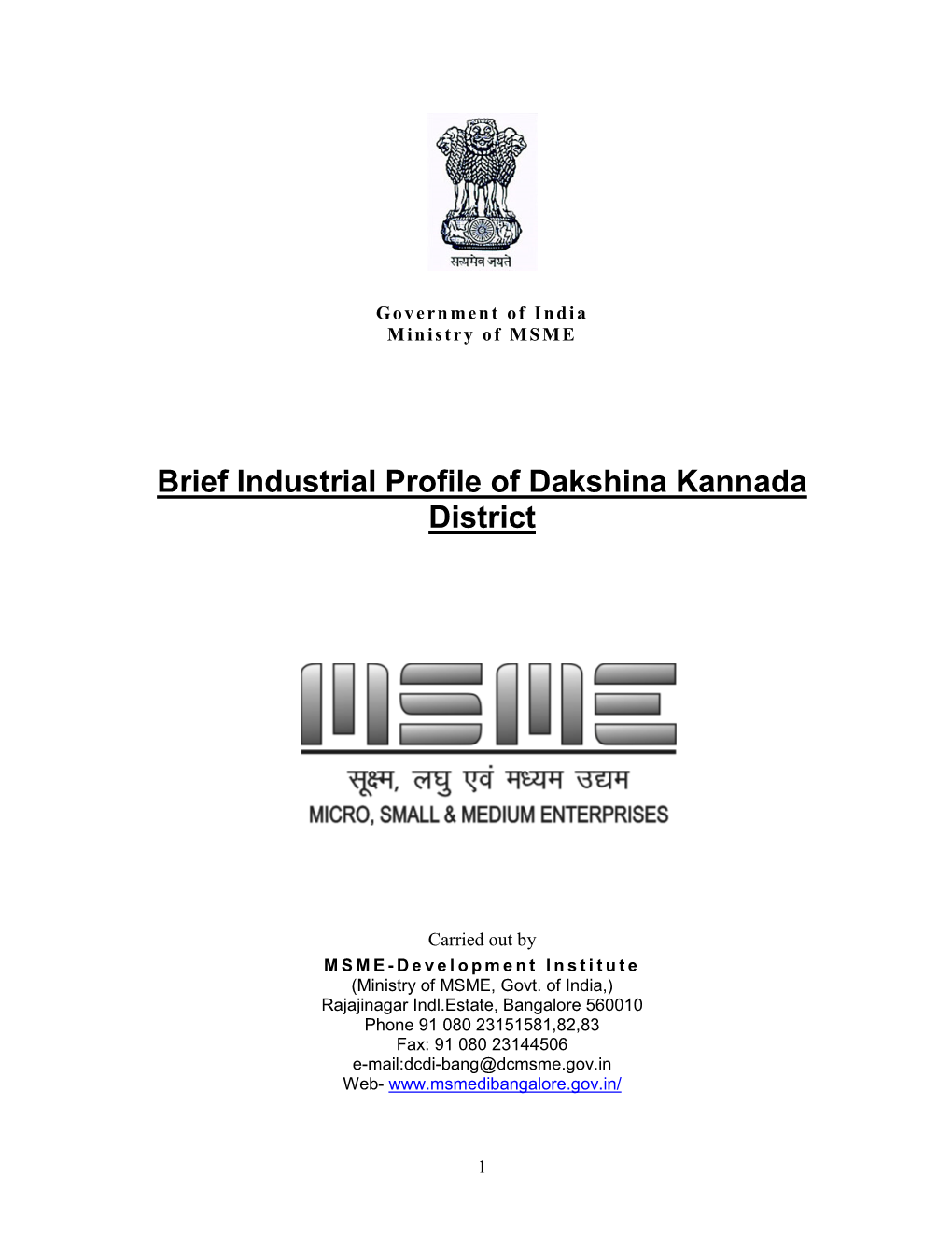 Brief Industrial Profile of Dakshina Kannada District