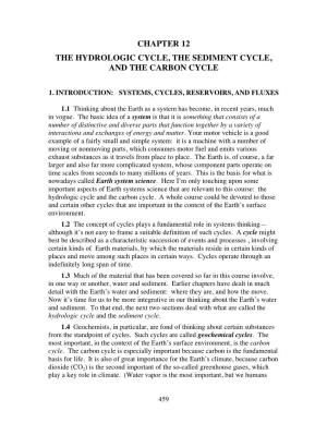 Chapter 12 the Hydrologic Cycle, the Sediment Cycle, and the Carbon Cycle