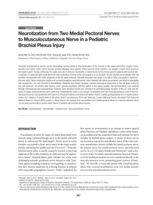 Neurotization from Two Medial Pectoral Nerves to Musculocutaneous Nerve in a Pediatric Brachial Plexus Injury
