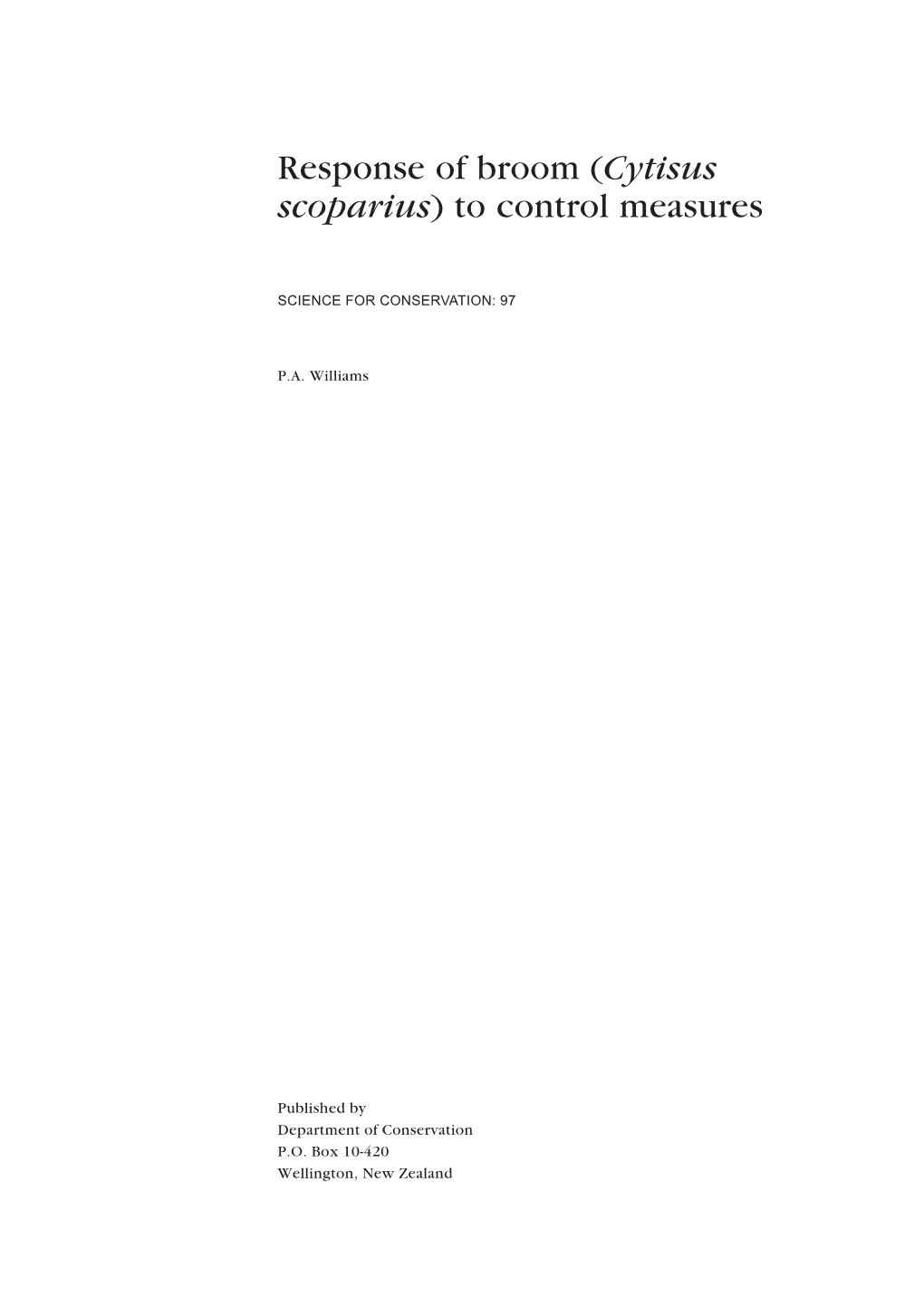 Response of Broom (Cytisus Scoparius) to Control Measures