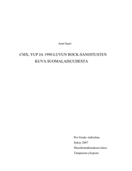Cmx, Yup Ja 1990-Luvun Rock-Sanoitusten Kuva Suomalaisuudesta