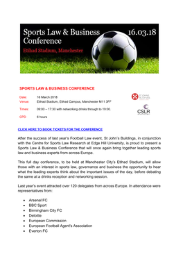Sports Law & Business Conference