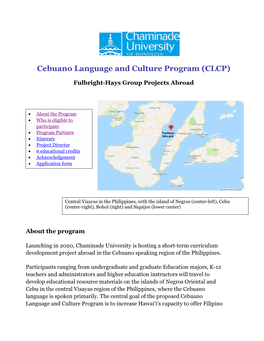 Cebuano Language and Culture Program (CLCP)