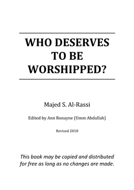 Who Deserves to Be Worshipped.Pdf