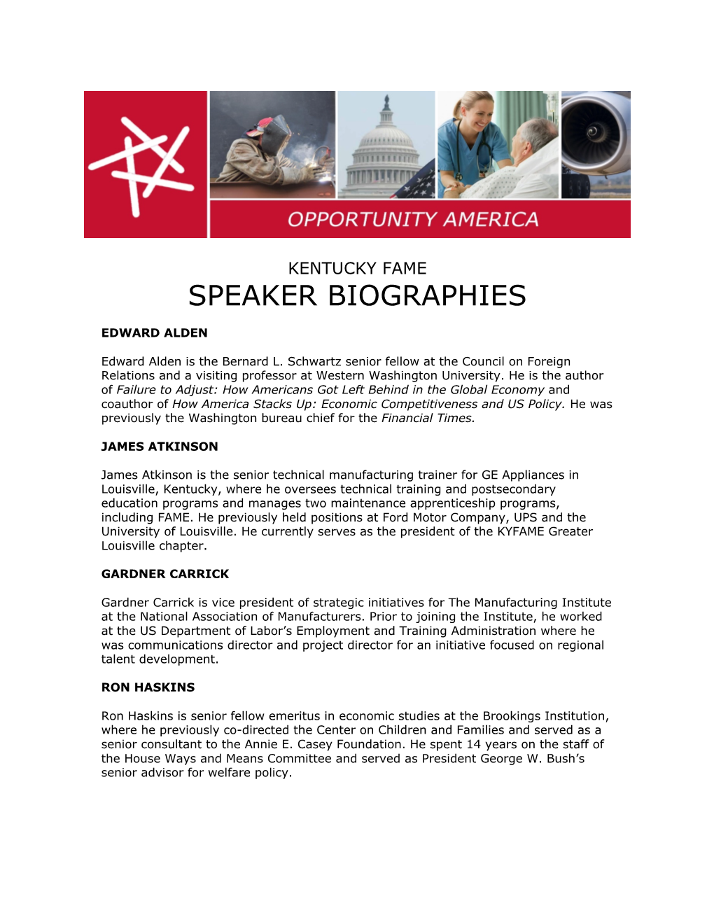 Speaker Biographies