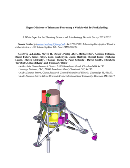 Hopper Missions to Triton and Pluto Using a Vehicle with In-Situ Refueling