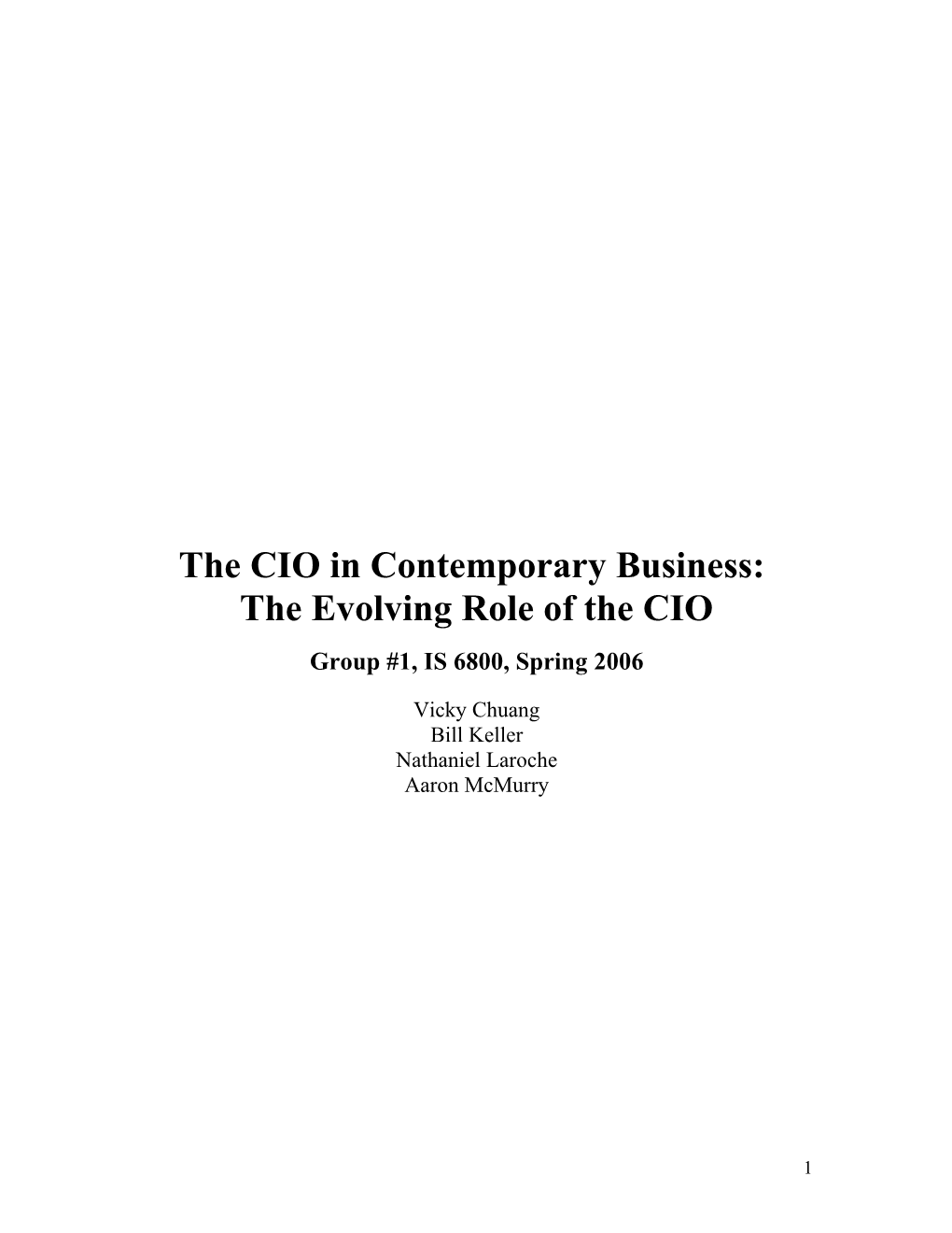 The CIO in Contemporary Business