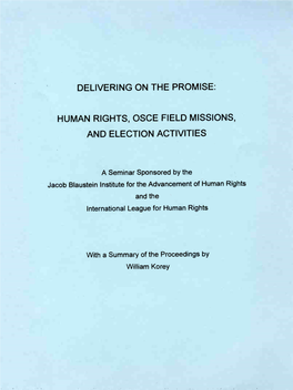 Human Rights, Osce Field Missions, and Election Activities