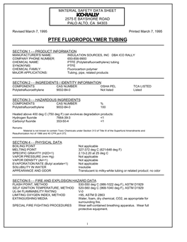 Ptfe Fluoropolymer Tubing