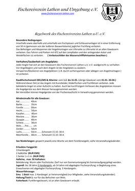 Regelwerk Des Fischereivereins Lathen U.U