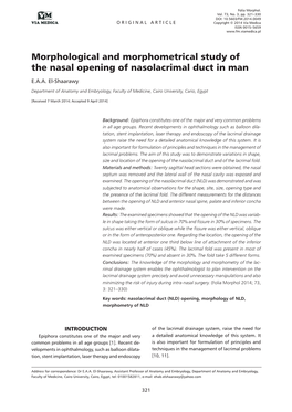 Morphological and Morphometrical Study of the Nasal Opening of Nasolacrimal Duct in Man E.A.A