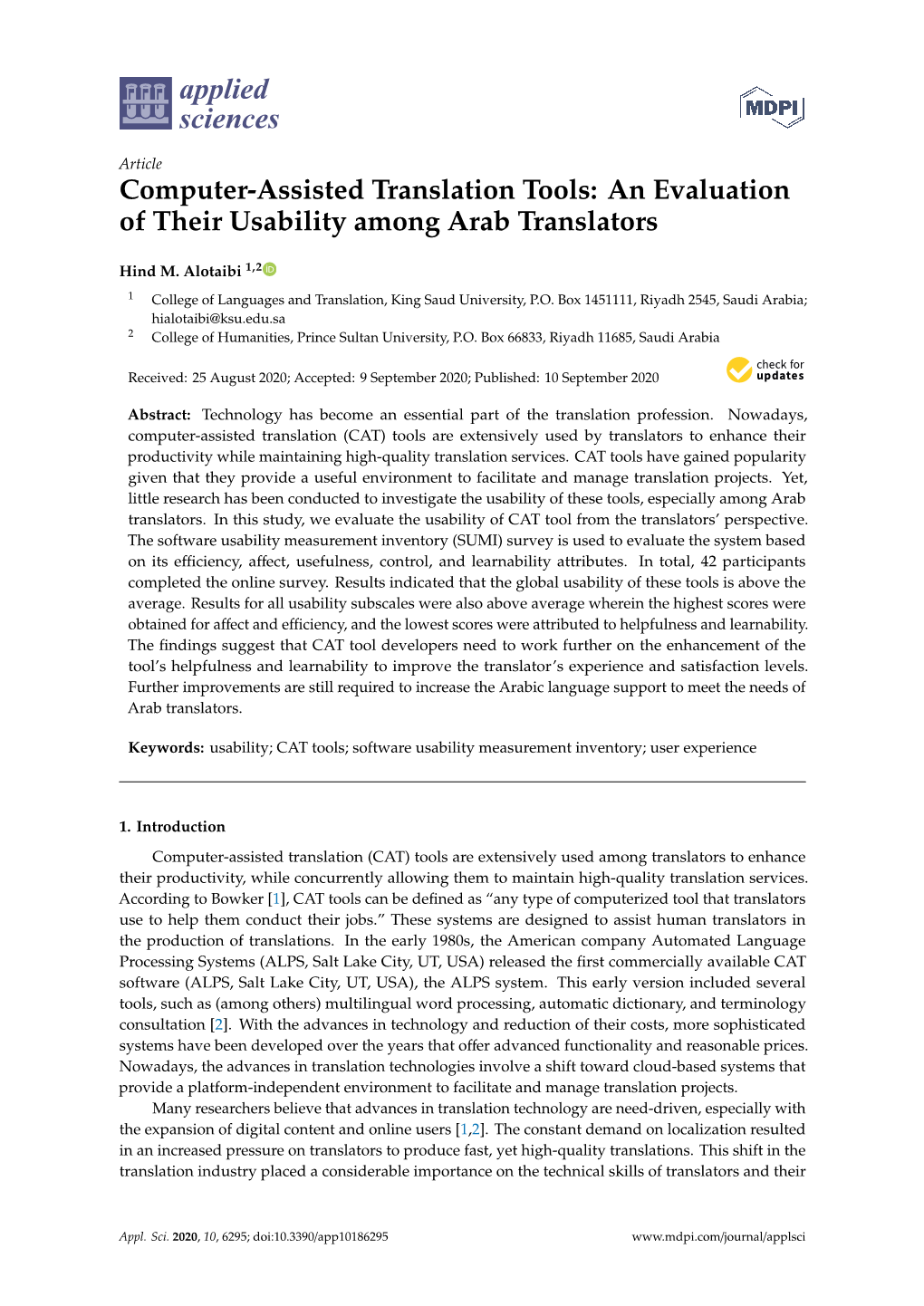 Computer-Assisted Translation Tools: an Evaluation of Their Usability Among Arab Translators