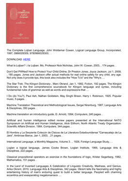 Download the Complete Lojban Language, John Woldemar Cowan