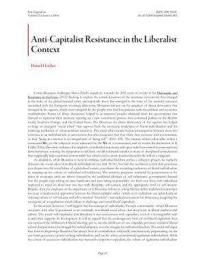 Anti-Capitalist Resistance in the Liberalist Context