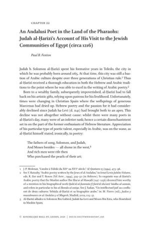 Judah Al-Ḥarīzī's Account of His Visit to the Jewish Communities Of