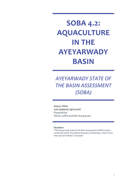 Aquaculture in the Ayeyarwady Basin