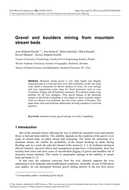 Gravel and Boulders Mining from Mountain Stream Beds