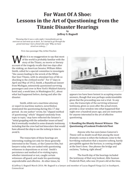 Lessons in the Art of Questioning from the Titanic Disaster Hearings by Jeffrey S