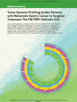 Tumor Genomic Profiling Guides Patients with Metastatic Gastric Cancer to Targeted Treatment: the VIKTORY Umbrella Trial