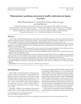 Phytosanitary Problems Detected in Truffle Cultivation in Spain. a Review