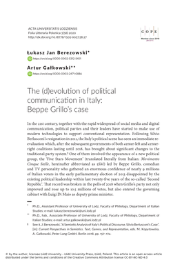 Evolution of Political Communication in Italy: Beppe Grillo's Case