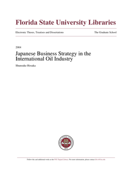 Japanese Business Strategy in the International Oil Industry Shunsuke Hosaka