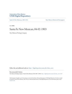 Santa Fe New Mexican, 04-02-1903 New Mexican Printing Company