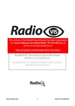 Radiovis Technical Specification RVIS01 V1.0.0 (2009-09)
