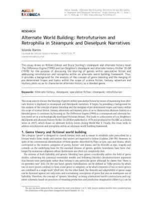 Alternate World Building: Retrofuturism and Retrophilia in Steampunk and Dieselpunk Narratives”