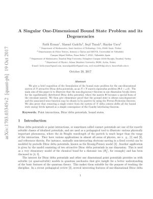 A Singular One-Dimensional Bound State Problem and Its Degeneracies