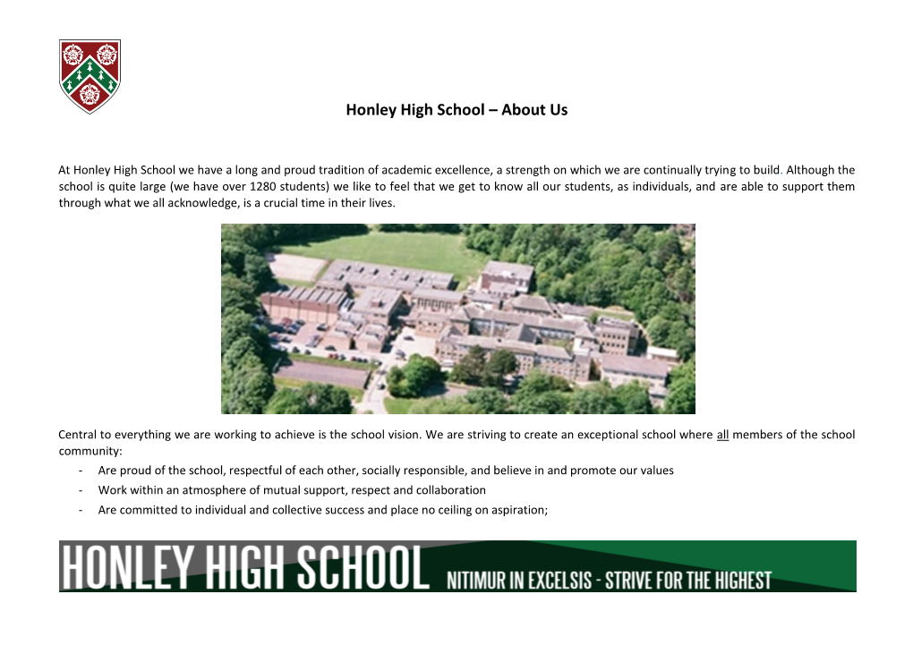 Honley High School – About Us