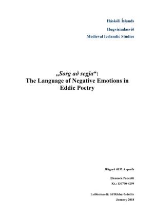 „Sorg Að Segja“: the Language of Negative Emotions in Eddic Poetry