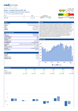 Nordea 1 - European Value Fund BP - EUR This Fund Is Managed by Nordea Investment Funds S.A