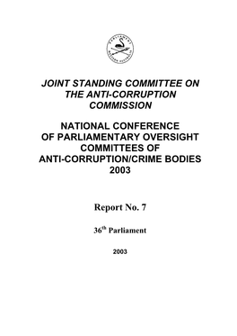 National Conference of Parliamentary Oversight Committees of Anti-Corruption/Crime Bodies 2003