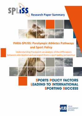 PARA-SPLISS: Paralympic Athletes Pathways and Sport Policy