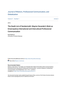 The Death List of Sandarmokh: Mayme Sevander's Work As Emancipatory International and Intercultural Professional Communication