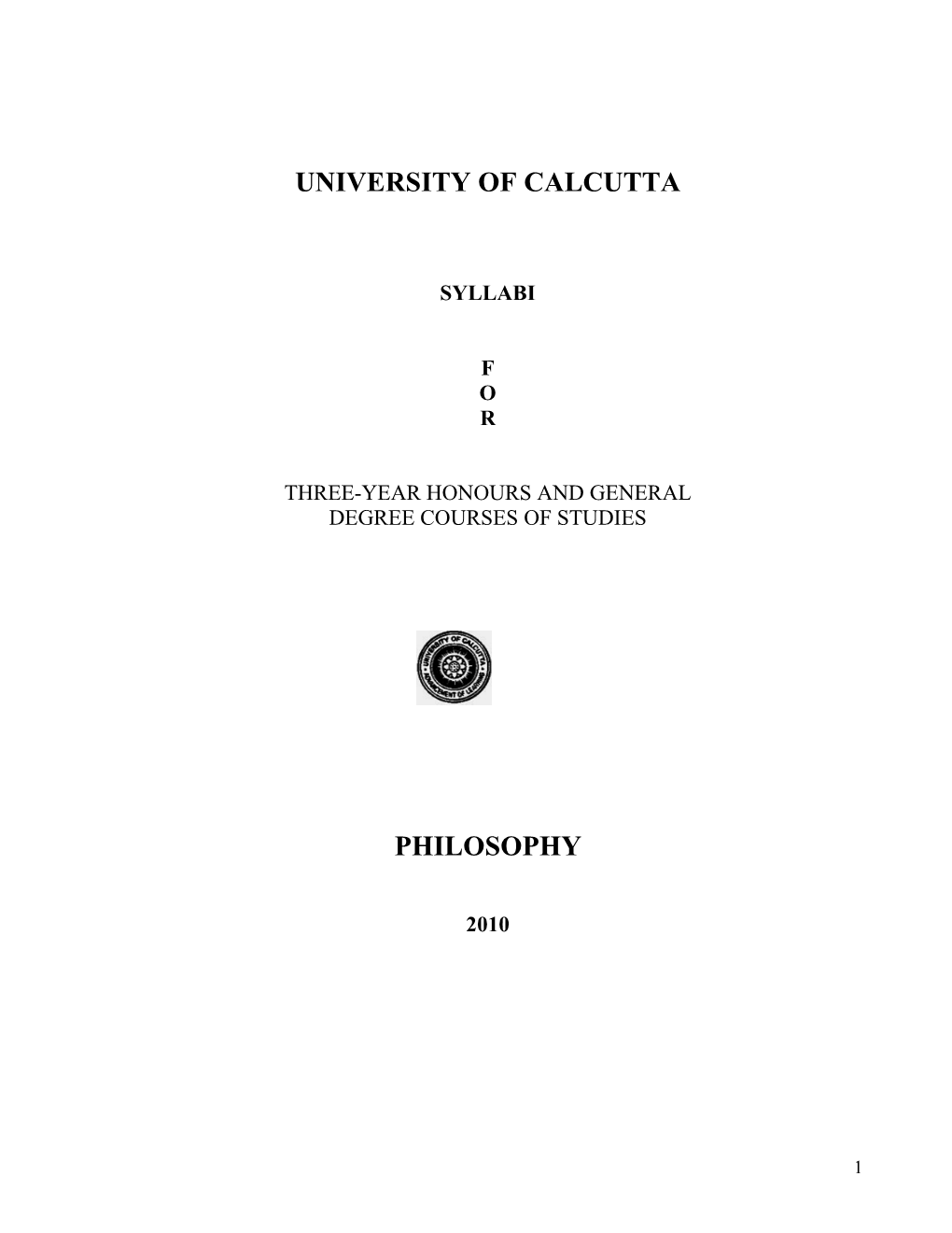 University of Calcutta Philosophy