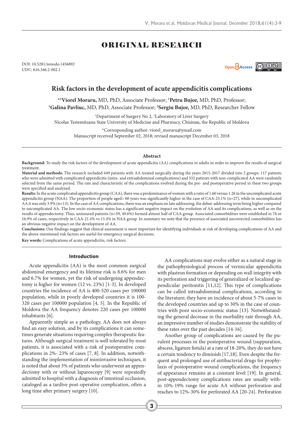 ORIGINAL RESEARCH Risk Factors in the Development of Acute