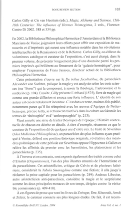18Th Centuries: the Influence of Hermes Trismegistus, 2 Vols., Florence: Centro Di 2002