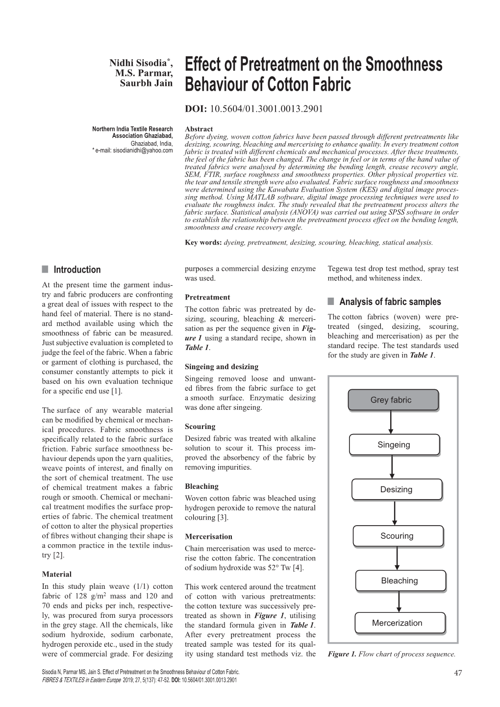 Effect of Pretreatment on the Smoothness Behaviour of Cotton Fabric