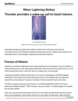 Thunder Provides a Wake-Up Call to Head Indoors. Forces of Nature