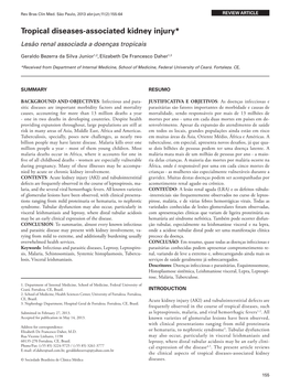 Tropical Diseases-Associated Kidney Injury* Lesão Renal Associada a Doenças Tropicais